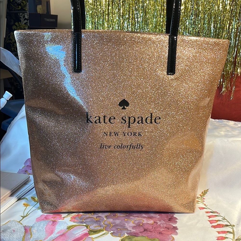 NWT-Kate Spade Pink Glitter Tote Bag